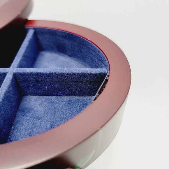 Jewelry Box Organizer 5 Tier Oval Wooden Swivel Tower Hand Painted Floral - Picture 8 of 16